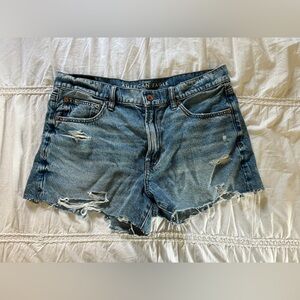 American Eagle Outfitters Women's Distressed Denim Shorts - Blue